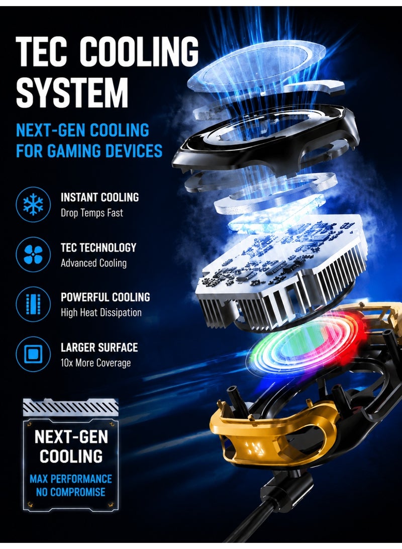 Memo Gaming Phone Cooler with TEC Semiconductor Cooling, Magnetic Phone Cooling Fan with RGB Light, Low Noise Cooling System, Detachable Battery, Mobile Gaming Cooler for iPhone Android PUBG - Image 3