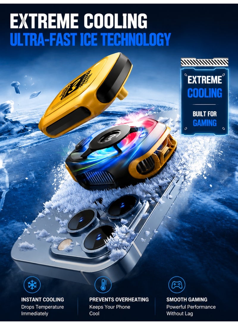 Memo Gaming Phone Cooler with TEC Semiconductor Cooling, Magnetic Phone Cooling Fan with RGB Light, Low Noise Cooling System, Detachable Battery, Mobile Gaming Cooler for iPhone Android PUBG - Image 2