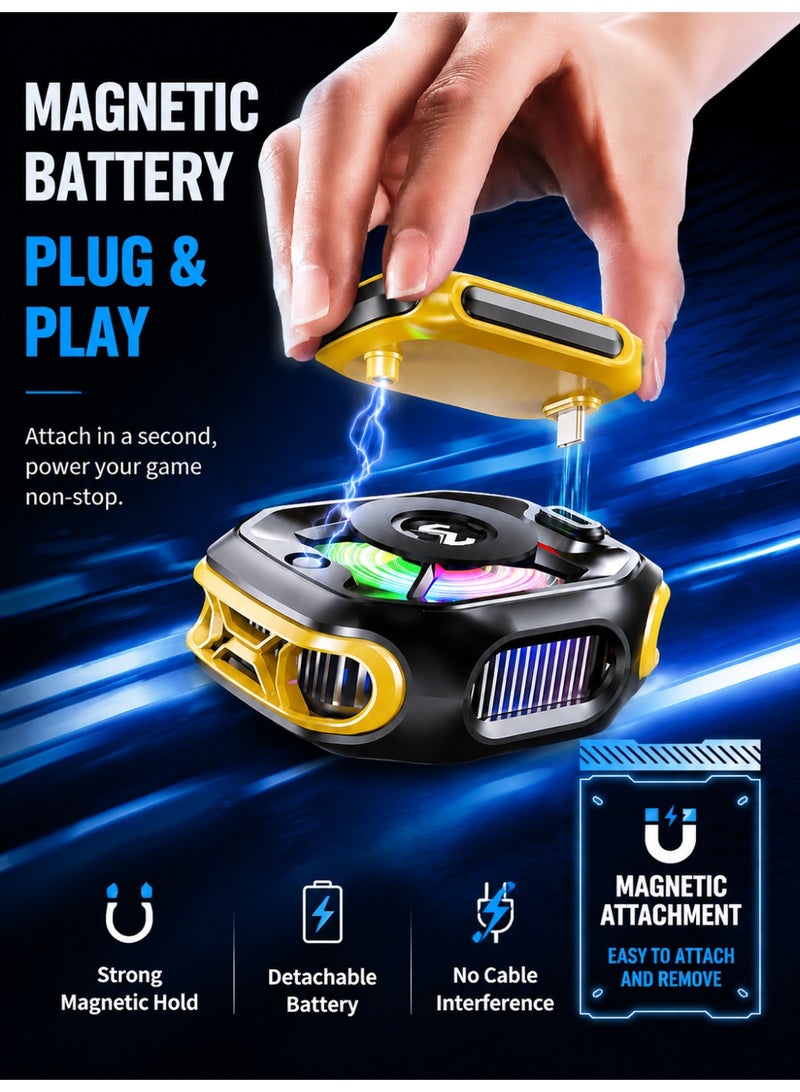 Memo Gaming Phone Cooler with TEC Semiconductor Cooling, Magnetic Phone Cooling Fan with RGB Light, Low Noise Cooling System, Detachable Battery, Mobile Gaming Cooler for iPhone Android PUBG - Image 5