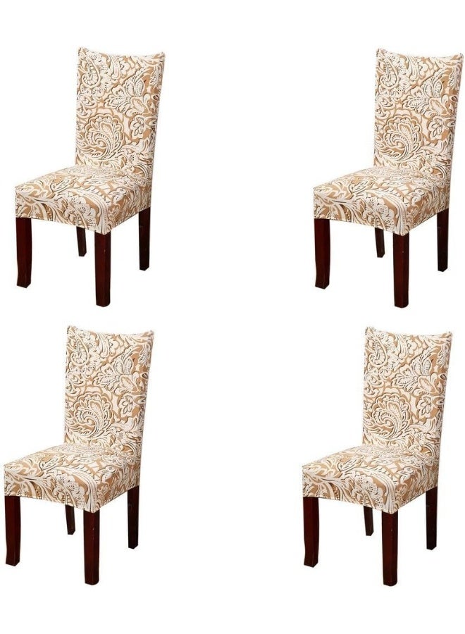 SoulFeel 4 x Soft Spandex Fit Stretch Short Dining Room Chair Covers with Printed Pattern Banquet Chair Seat Protector Slipcover for Home Party Hotel Wedding Ceremony Style 2 - Image 4