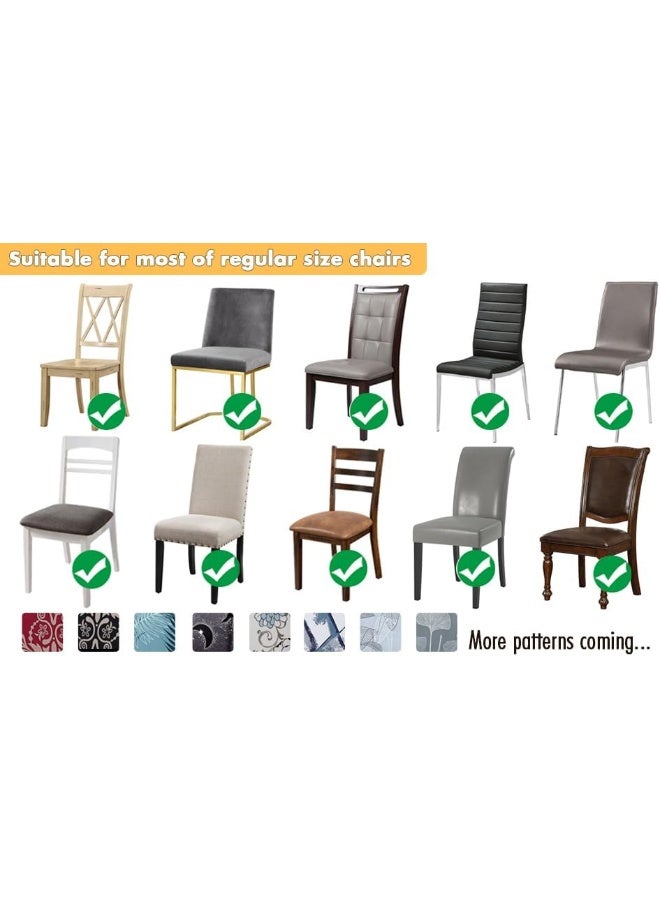 SoulFeel 4 x Soft Spandex Fit Stretch Short Dining Room Chair Covers with Printed Pattern Banquet Chair Seat Protector Slipcover for Home Party Hotel Wedding Ceremony Style 2 - Image 2