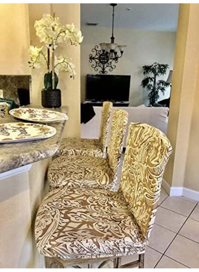 SoulFeel 4 x Soft Spandex Fit Stretch Short Dining Room Chair Covers with Printed Pattern Banquet Chair Seat Protector Slipcover for Home Party Hotel Wedding Ceremony Style 2 - Image 5