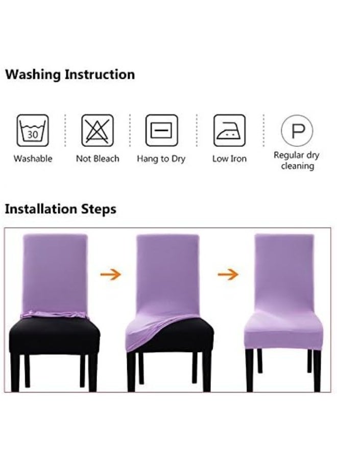 SoulFeel 4 x Soft Spandex Fit Stretch Short Dining Room Chair Covers with Printed Pattern Banquet Chair Seat Protector Slipcover for Home Party Hotel Wedding Ceremony Style 2 - Image 3