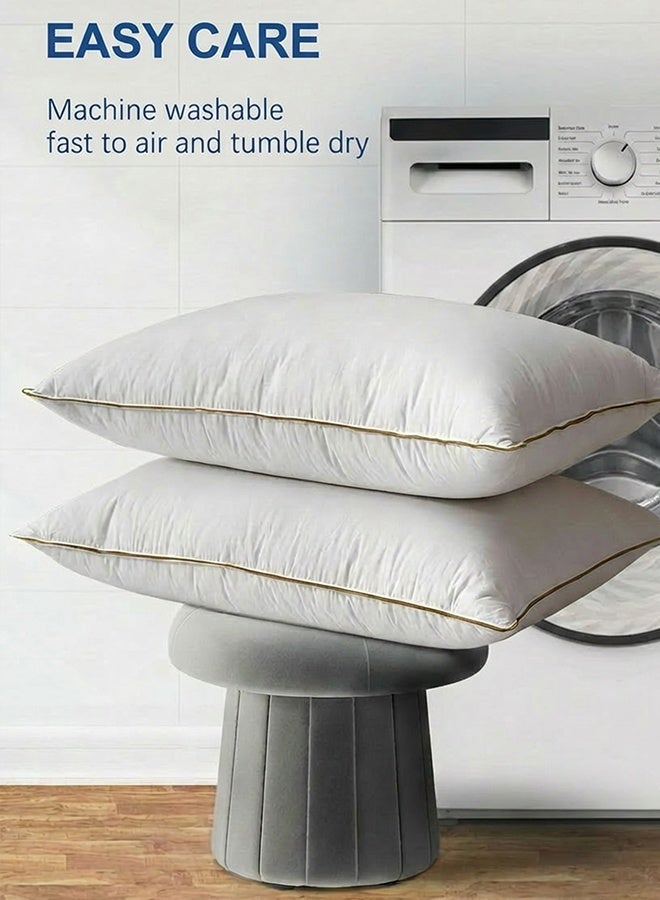 House One 6 Piece | Luxury Sleeping Pillow with Microfiber Filling, Elegant Double Gold Trim & Comfortable Support – 1000g - Image 5