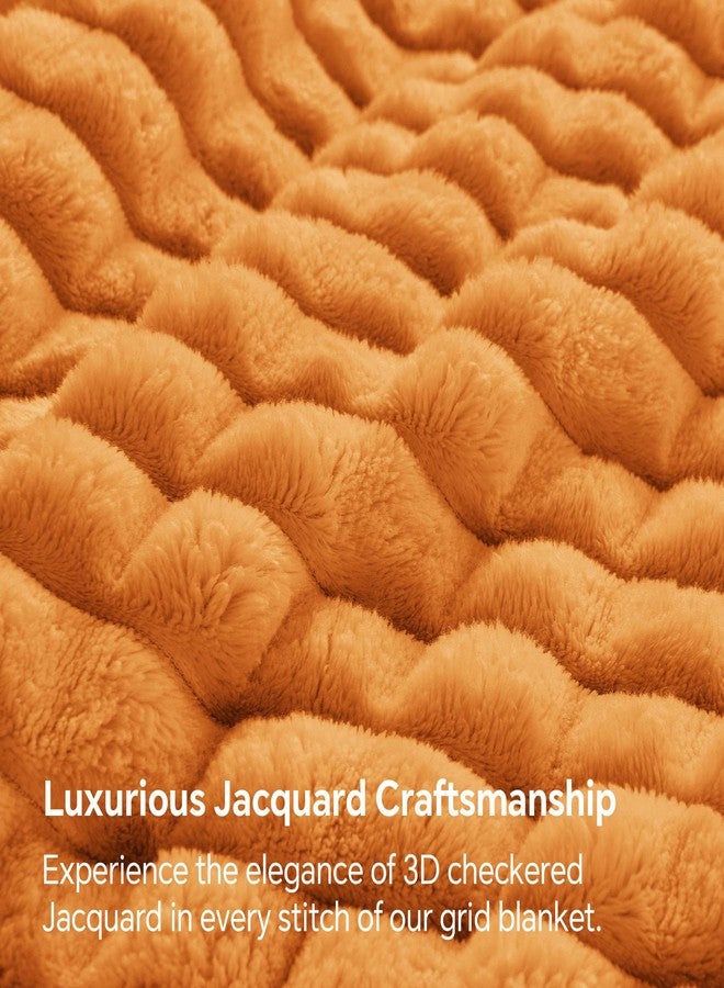 BEDELITE Updated Burnt Orange Throw Blanket for Couch and Bed- Super Soft and Warm 3D Checkered Fluffy Fuzzy Fleece Blanket, Luxurious Plush Cozy Blanket for Room Decor Spring, 50x60 inches - Image 3