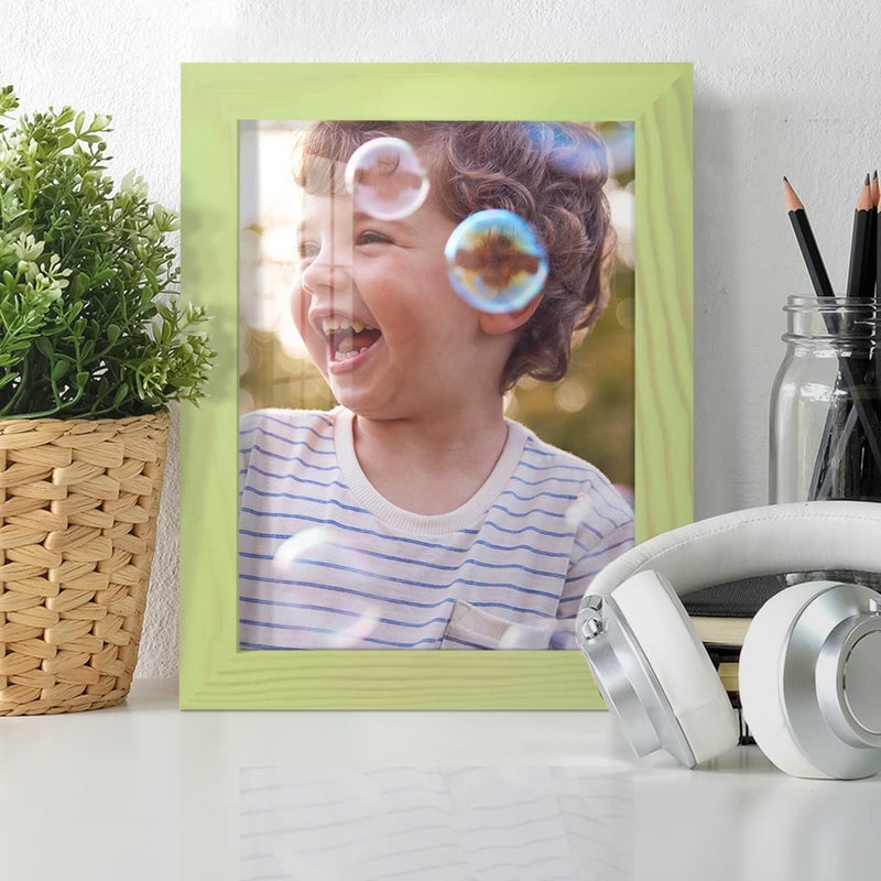 Renditions Gallery Renditions 6x8 inch Solid Wood Picture Frame  High Definition Glass and High-end Modern Style Cream Colored for Wall and Tabletop Photo Display  Mint Wood Grain Frame - Image 3