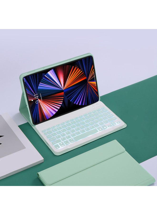 Generic For Lenovo Small P11 Flat Leather Case Pad Pro Protective Case Bluetooth Keyboard Wonderful Touch Backlight 11.5 Inch-Color:Fresh Green-Bluetooth Keyboard (backlit)-Product Type:Lenovo K10 Pro  - Image 1
