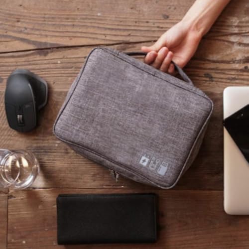 Natkam Electronics Gadget/Accessories Organizer Bag, Universal Travel Bag for Cables, Power Bank, Adapter and More. Adjustable Size Fits Pads, Hard Disk, Camera Battery and Many More (Grey) - Image 2