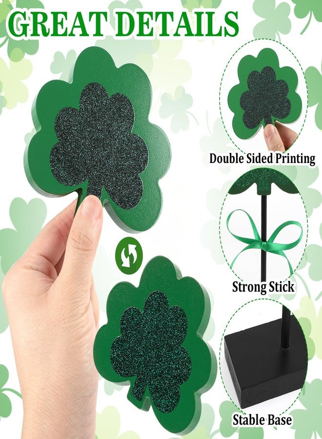 Hedeey 3 Pieces St. Patrick's Day Tiered Tray Decor, St. Patrick's Table Decor Shamrock Wooden Set, Irish-Themed Shamrock Decor, Green Lucky Shamrocks for Home Decor (Dark Green) - Image 4