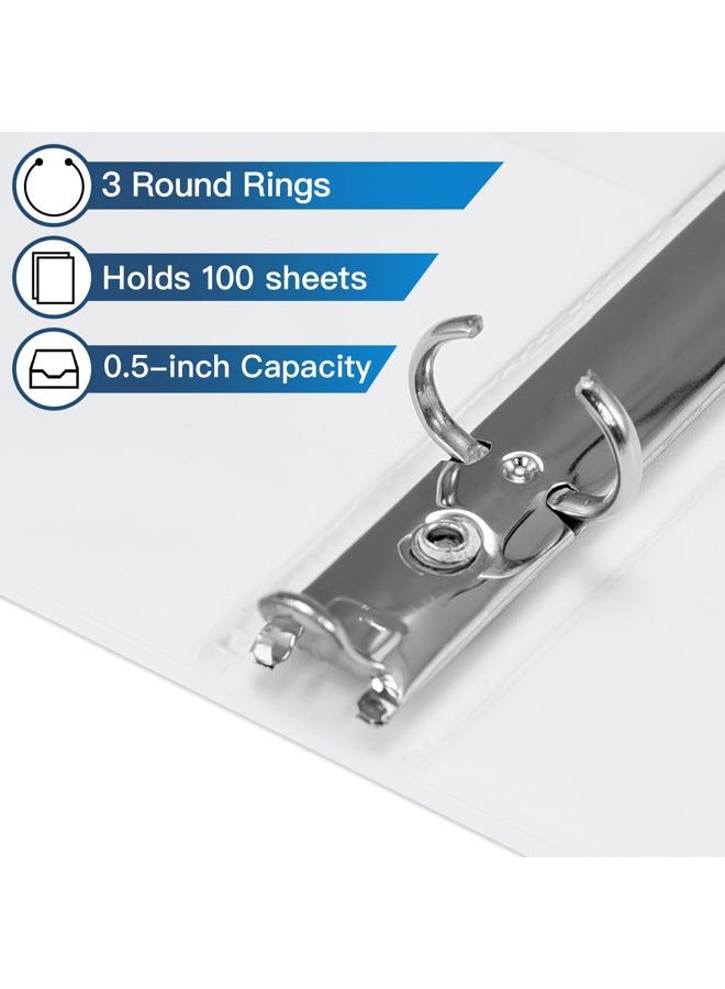 SUIN 0.5-inch 3-Ring Binder with 2 Interior Pockets, 0.5'' Basic Binders Holds US Letter Size 8.5'' x 11''for Office/Home/Back to School, 6 Pack (White) - Image 3