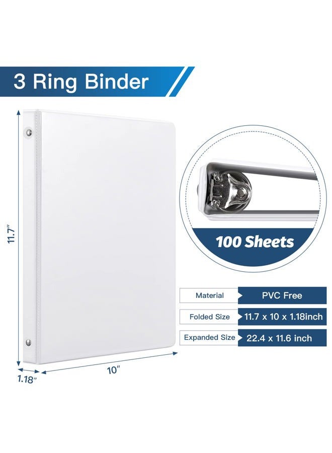 SUIN 0.5-inch 3-Ring Binder with 2 Interior Pockets, 0.5'' Basic Binders Holds US Letter Size 8.5'' x 11''for Office/Home/Back to School, 6 Pack (White) - Image 2
