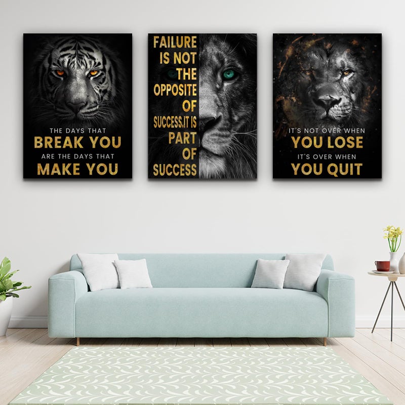 Kuiluuye Inspirational Motivational Posters - Framed Canvas Art Set for Office, Living Room, Bedroom - (36''W x 16''H) - Image 4