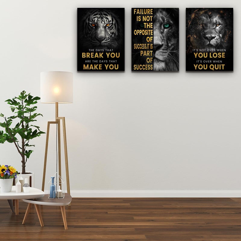 Kuiluuye Inspirational Motivational Posters - Framed Canvas Art Set for Office, Living Room, Bedroom - (36''W x 16''H) - Image 5
