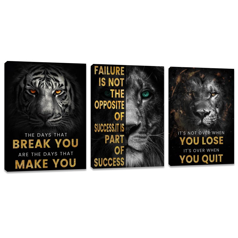 Kuiluuye Inspirational Motivational Posters - Framed Canvas Art Set for Office, Living Room, Bedroom - (36''W x 16''H) - Image 1