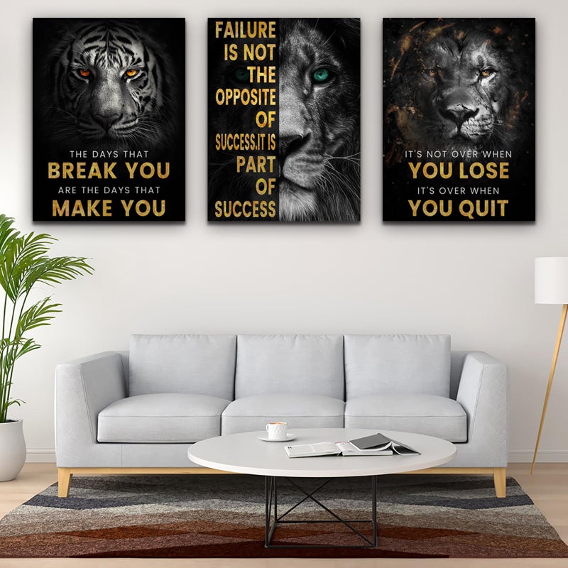 Kuiluuye Inspirational Motivational Posters - Framed Canvas Art Set for Office, Living Room, Bedroom - (36''W x 16''H) - Image 2