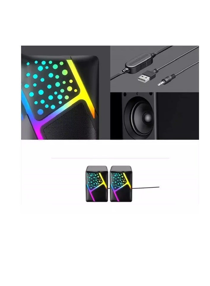 JeDEL S-527 Rainbow Desktop Speakers 6W - 2.0 Channel Stereo - USB Powered + 3.5mm Cable - Image 4