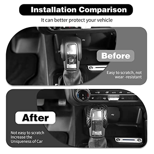 HTHE Center Console Gear Shifter Knob Cover Fit for Ford Bronco 2021-2024 + (Carbon Fiber, 2Pcs/Set) - Image 4