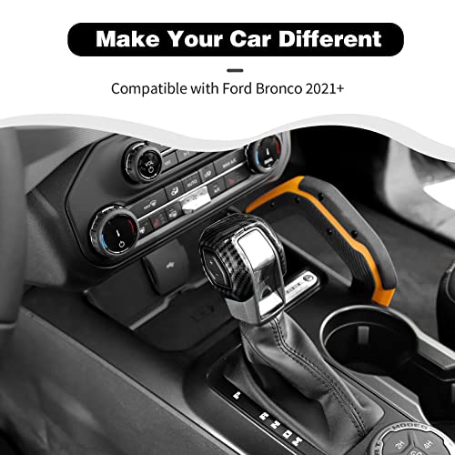 HTHE Center Console Gear Shifter Knob Cover Fit for Ford Bronco 2021-2024 + (Carbon Fiber, 2Pcs/Set) - Image 3