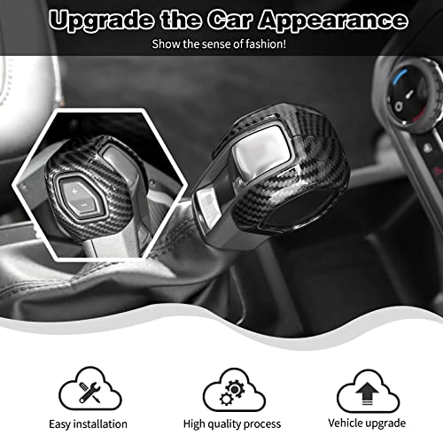 HTHE Center Console Gear Shifter Knob Cover Fit for Ford Bronco 2021-2024 + (Carbon Fiber, 2Pcs/Set) - Image 2