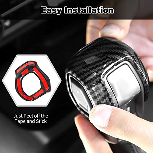 HTHE Center Console Gear Shifter Knob Cover Fit for Ford Bronco 2021-2024 + (Carbon Fiber, 2Pcs/Set) - Image 5