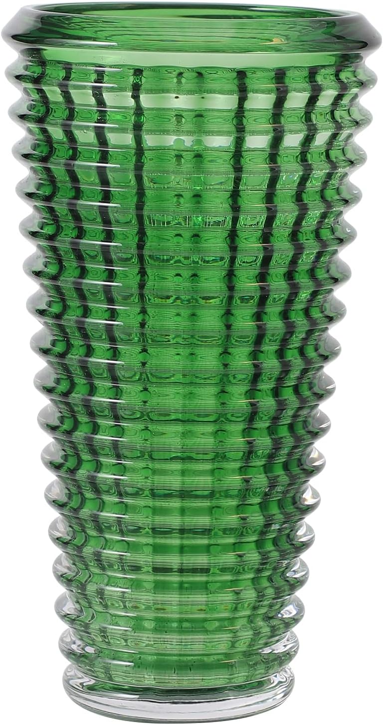 mcmcncuiu Large Crystal Vase for Flowers, Green Cylinder Vase, Large Glass Vases, Modern Decorative Vases for Living Room, Bedroom, Kitchen, Dining Table, Mantle, Wedding, Heavy Duty, 11 Inch - Image 1