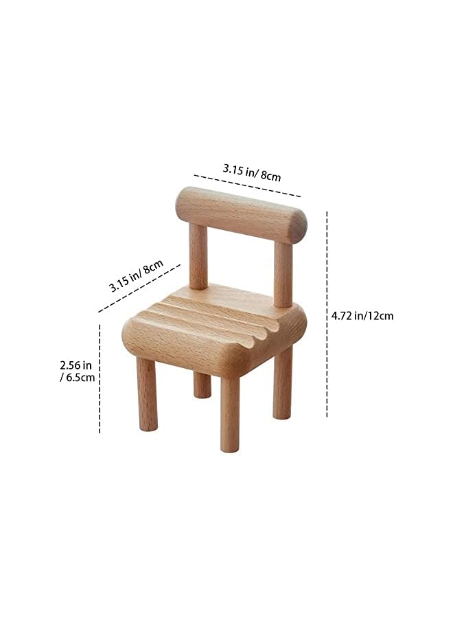 Goodern 2 Pack Cute Mini Chair Phone Holder with 3 Angles Adjustable Phone Holder Convenient Wooden Desktop Stand Card Display Stand Multi Angle Cradle for Desk Tablet Phone Assembly Required - Image 5
