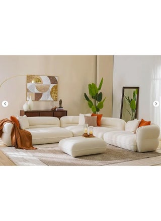 Modern Corner Sectional Sofa Set with Ottoman, Beige Fabric - pzsku/Z3F0E00B00B02BA4F48B2Z/45/1750068514/dec581f6-6ba4-446f-a4fd-2abdd93b08b2