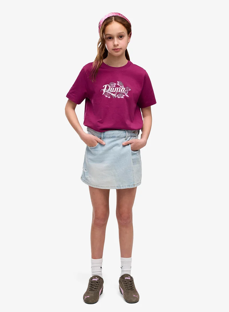Puma Fuchsia Glow Youth Essential Nature 2.0 Graphic T-Shirt for Women | Best Price UAE