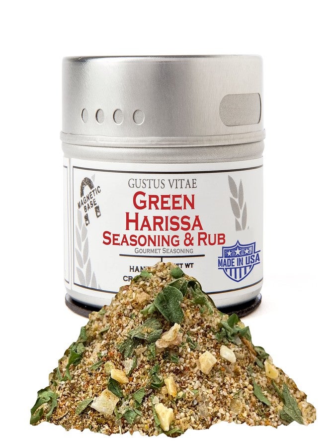 GUSTUS VITAE Green Harissa Seasoning & Rub | Gourmet Spice Blend | Non GMO, All Natural | Handmade in Small Batches in USA | Artisanal Seasoning Mix | Magnetic Tin | GLP-1 Friendly | Sustainably Sourced Rub | Ultra Premium | Gustus Vitae - Image 1