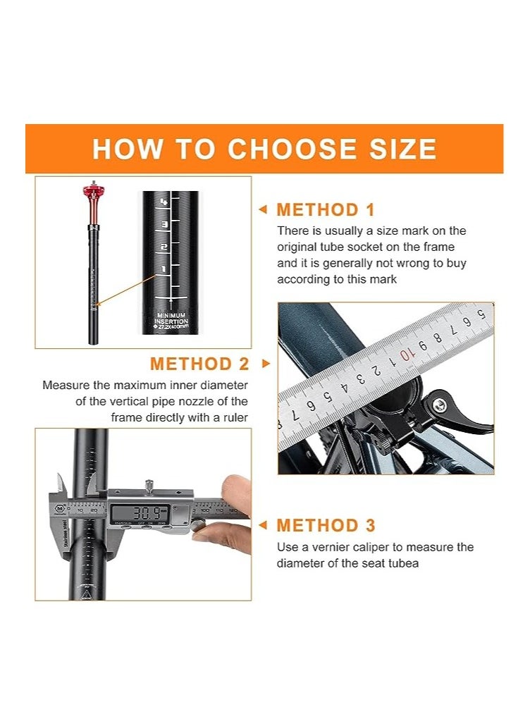 Goolsky - Suspension Seatpost for Bicycles 27.2/30.9/31.6 X 400mm Shock Absorbing Bike Seatposts Lightweight Aluminum Alloy Seat Post for Mountain Road Bike BMX eBike - Image 1