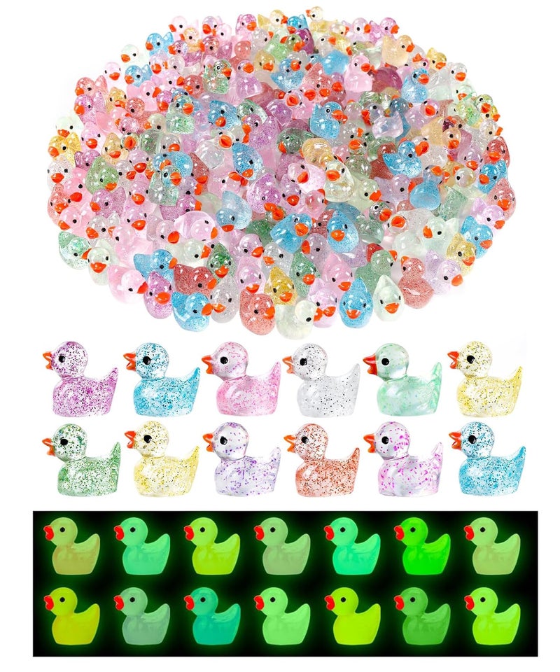 WLEAD 120pcs Mini Resin Ducks, Tiny Ducks for Family Crafts Aquarium Garden Landscape Dollhouse Ornament Potted Decorations DIY Accessories Christmas Party(Multicolored) - Image 1