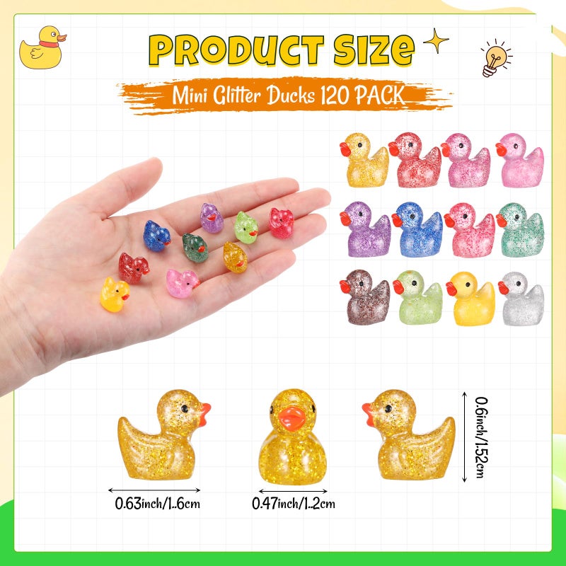 WLEAD 120pcs Mini Resin Ducks, Tiny Ducks for Family Crafts Aquarium Garden Landscape Dollhouse Ornament Potted Decorations DIY Accessories Christmas Party(Multicolored) - Image 3