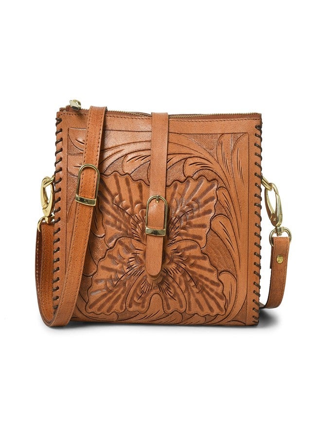 ADYAN Western Leather Crossbody Bags for Women Sling Bag Satchel Bag Hand-tooled Floral Carving Girl Purse for stylish look - Image 1