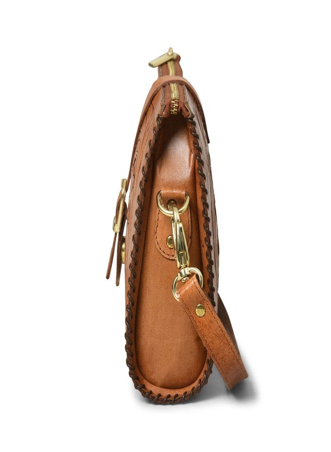 ADYAN Western Leather Crossbody Bags for Women Sling Bag Satchel Bag Hand-tooled Floral Carving Girl Purse for stylish look - Image 2