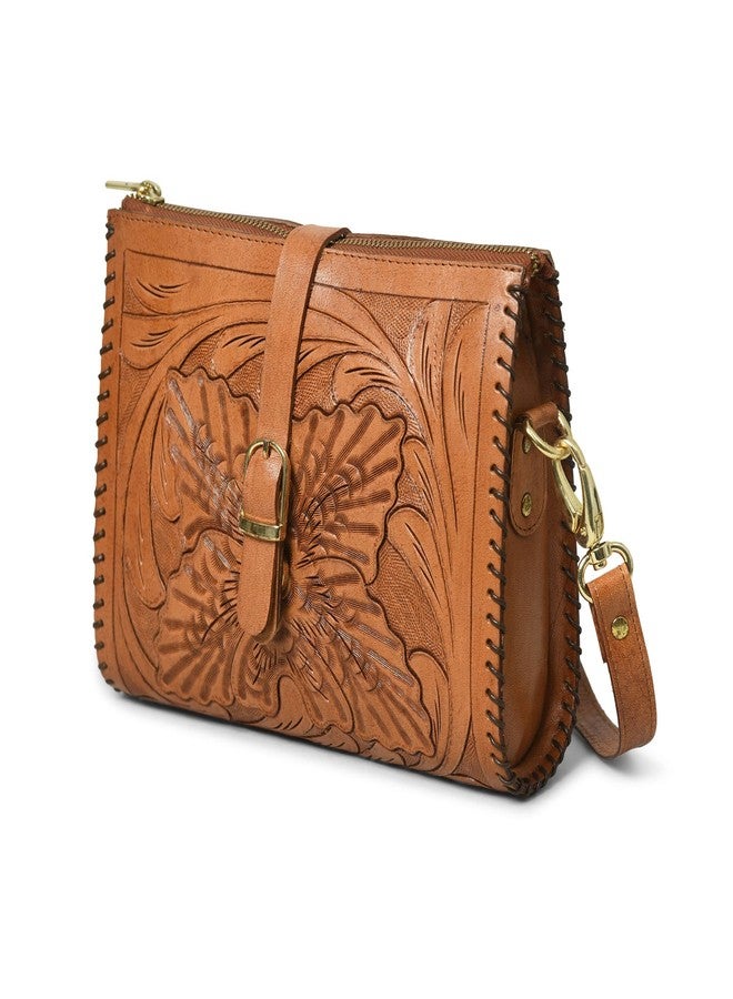 ADYAN Western Leather Crossbody Bags for Women Sling Bag Satchel Bag Hand-tooled Floral Carving Girl Purse for stylish look - Image 3