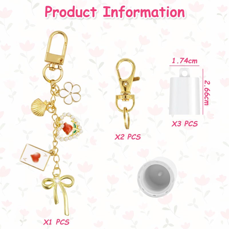 Maoolmht Keychain Cap Compatible with Summer Fridays 0.5 oz Lip Balm, 3 Pack Lip Gloss Keychain Compatible with LANGIGE 0.35 oz Lip Balm (Gold Bow) - Image 2