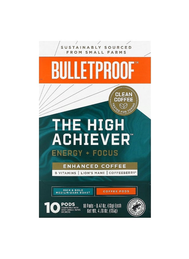 Bulletproof BulletProof, The High Achiever Coffee Pods, Medium Dark Roast, 10 Pods, 0.47 oz (13 g) Each  - Image 1