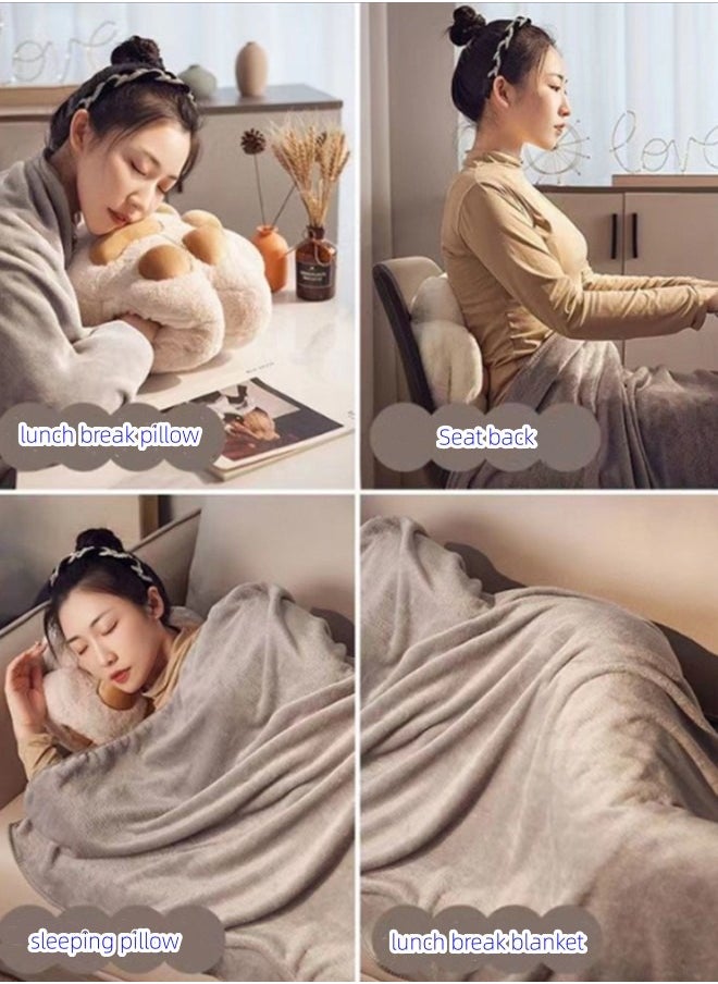JCB CHIC Blanket nap Cat paw throw pillow dual-use office good hand warmer pillow Car air conditioner 2-in-1 pillow（Cat paw pillow 40 x35CM+Blanket100 x170cm)  - Image 5