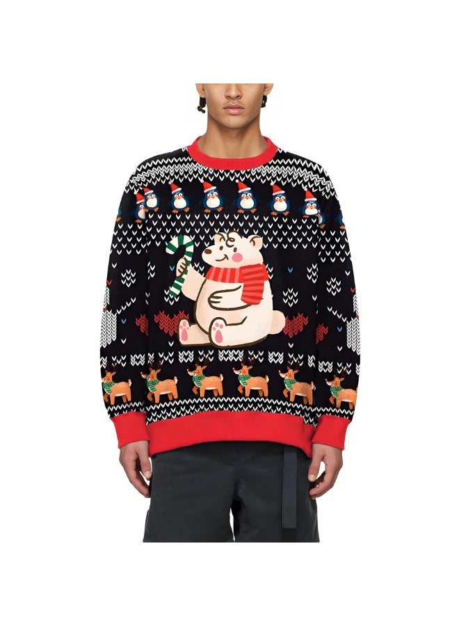 إسكدنيا جنس واحد عيد الميلاد القفز كرتون مطبوعة سترة سويتشرت الخريف الشتاء قمم الملابس - Image 1