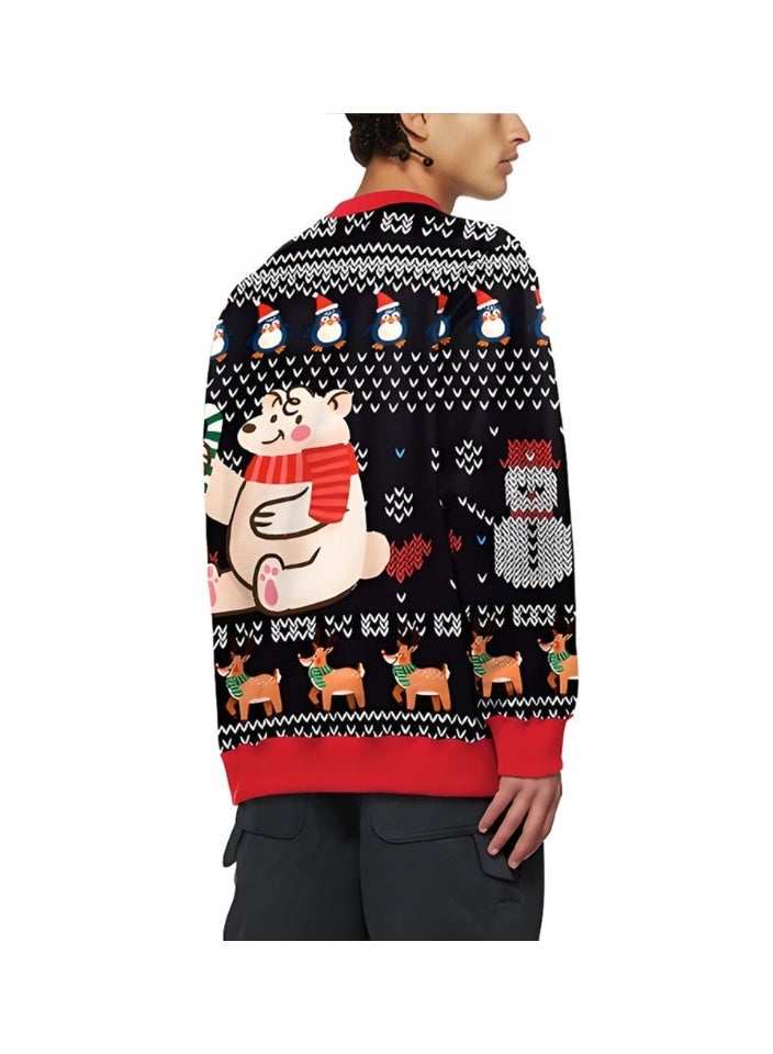 إسكدنيا جنس واحد عيد الميلاد القفز كرتون مطبوعة سترة سويتشرت الخريف الشتاء قمم الملابس - Image 2