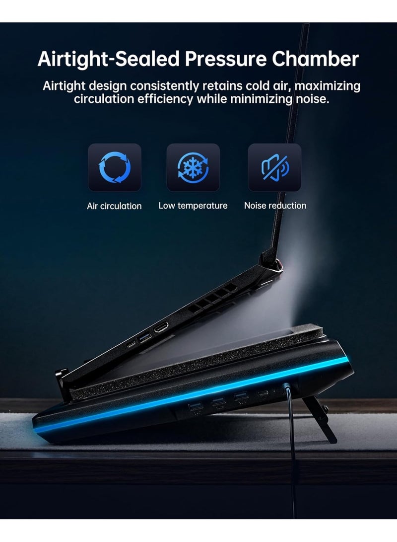 Llano V12 Ultra AI Laptop Cooling Pad for 15-17 Inch Gaming Laptop, Smart AI Temperature Control, 2800RPM Turbo Cooling Fan, RGB Touch Panel, High-Performance Laptop Cooler for Gaming, Work & Heavy-Duty Use - Image 3