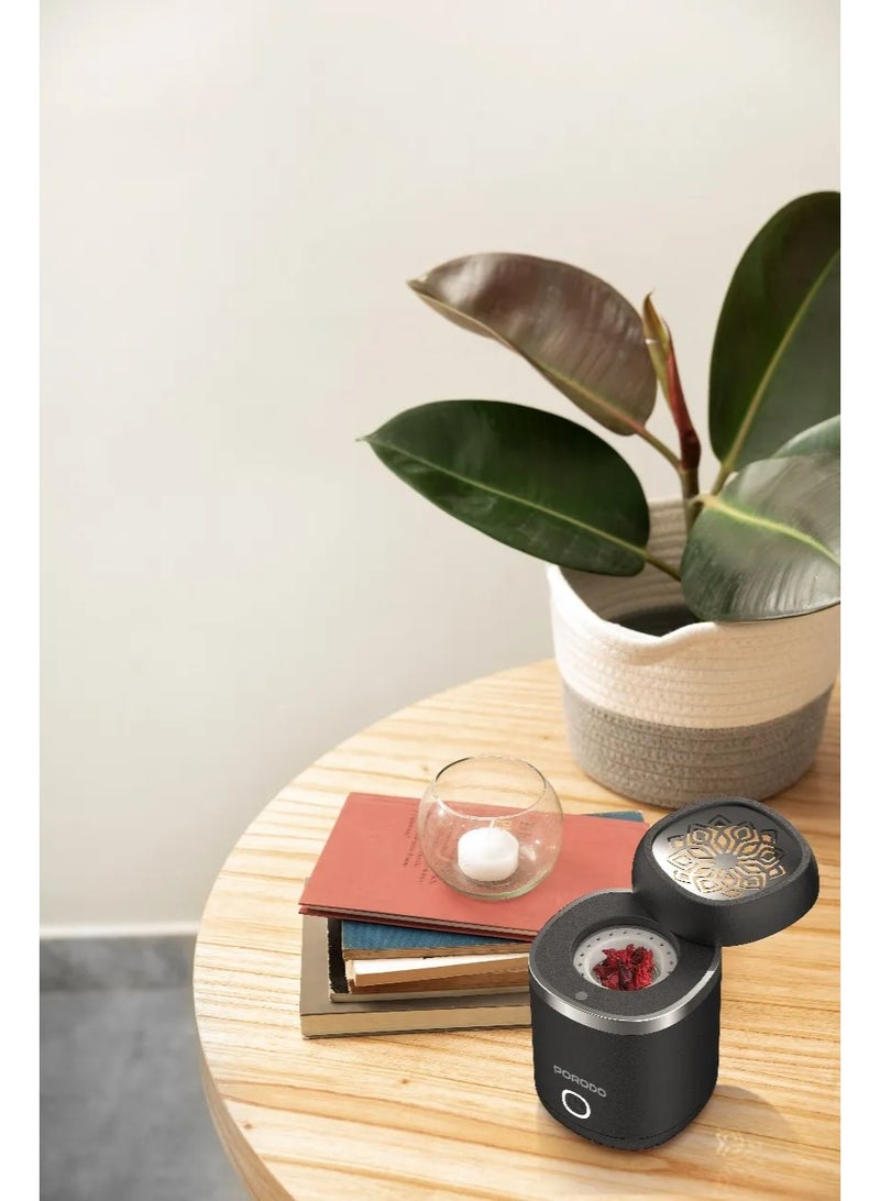 بورودو مبخرة عود كهربائية صغيرة محمولة من لايف ستايل دريمز، مزودة بمنفذ USB-C، وموزع روائح قابل لإعادة الشحن ببطارية 1800 مللي أمبير، تكفي لـ 15 جلسة احتراق كاملة مع وقت شحن ساعتين تقريبًا، تعمل بهدوء تام، مزودة بخاصية إيقاف التشغيل التلقائي كإجراء أمان، تغطي مساحة واسعة - أسود - Image 3