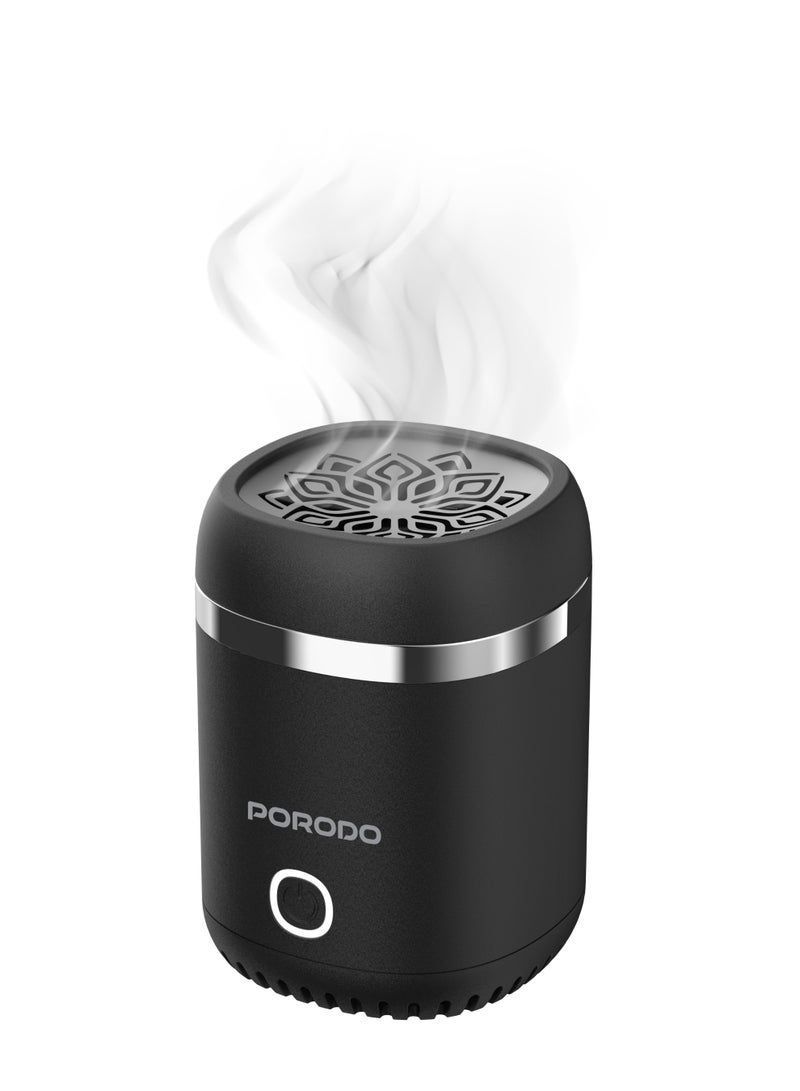 بورودو مبخرة عود كهربائية صغيرة محمولة من لايف ستايل دريمز، مزودة بمنفذ USB-C، وموزع روائح قابل لإعادة الشحن ببطارية 1800 مللي أمبير، تكفي لـ 15 جلسة احتراق كاملة مع وقت شحن ساعتين تقريبًا، تعمل بهدوء تام، مزودة بخاصية إيقاف التشغيل التلقائي كإجراء أمان، تغطي مساحة واسعة - أسود - Image 1