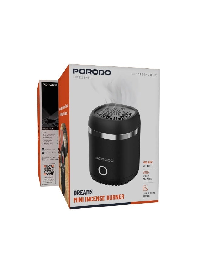 بورودو مبخرة عود كهربائية صغيرة محمولة من لايف ستايل دريمز، مزودة بمنفذ USB-C، وموزع روائح قابل لإعادة الشحن ببطارية 1800 مللي أمبير، تكفي لـ 15 جلسة احتراق كاملة مع وقت شحن ساعتين تقريبًا، تعمل بهدوء تام، مزودة بخاصية إيقاف التشغيل التلقائي كإجراء أمان، تغطي مساحة واسعة - أسود - Image 5