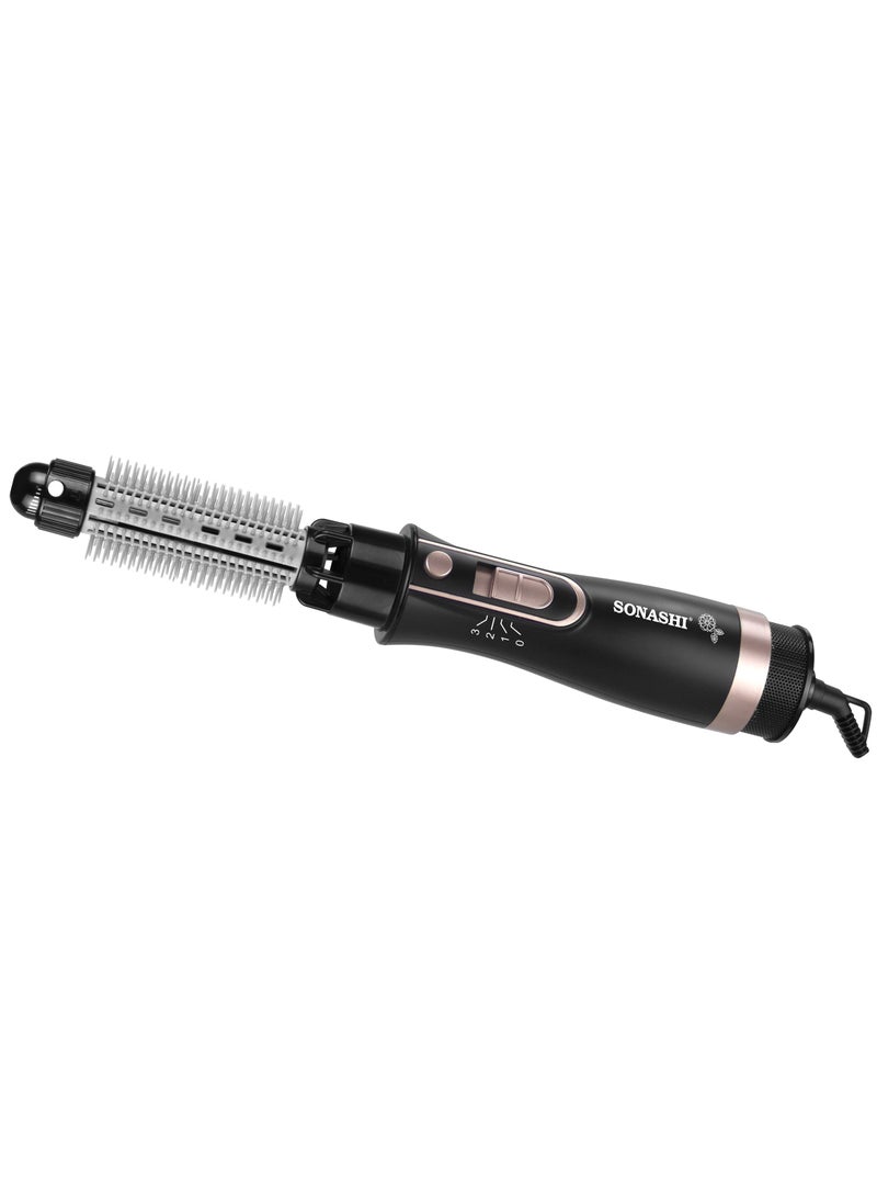 SONASHI 9in1 Hair Styler With Blow Brush Big And Small Roller Brush Soft Brush Clip Pipe Volume Lifter And Nozzle DC Motor With 3 Speed Temperature Setting Different Attachments  SHS-2091 Black - Image 4
