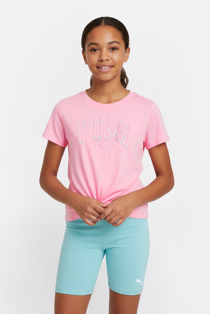 PUMA Kids Girl Brand Logo Short Sleeve T-Shirt And Shorts, Multicolor - Image 1