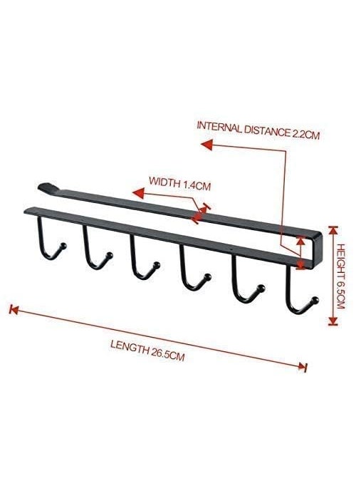 K KODZN K KODZN 2PCS Metal 6 Hook Under Shelf Cabinet Rack for Coffee Cup Mug Wine Glass Tie Hooks Keys Hooks Hanging Belts Scarf Organizer Kitchen Utensils Holder  - Image 3