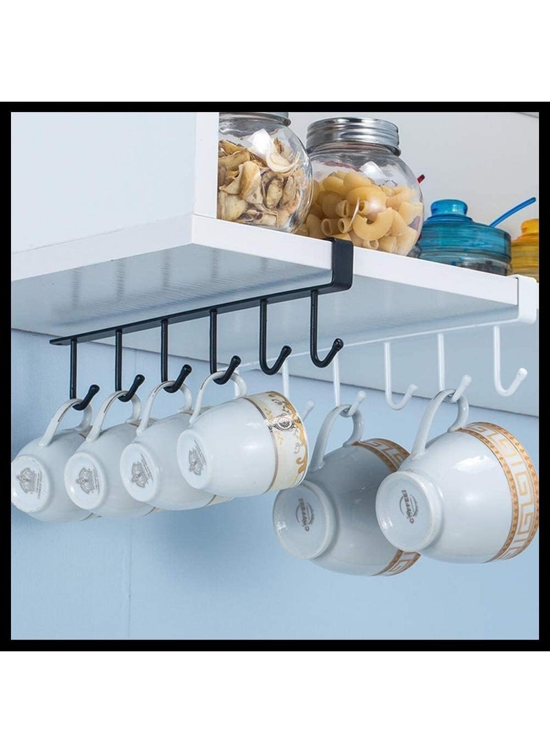 K KODZN K KODZN 2PCS Metal 6 Hook Under Shelf Cabinet Rack for Coffee Cup Mug Wine Glass Tie Hooks Keys Hooks Hanging Belts Scarf Organizer Kitchen Utensils Holder  - Image 1