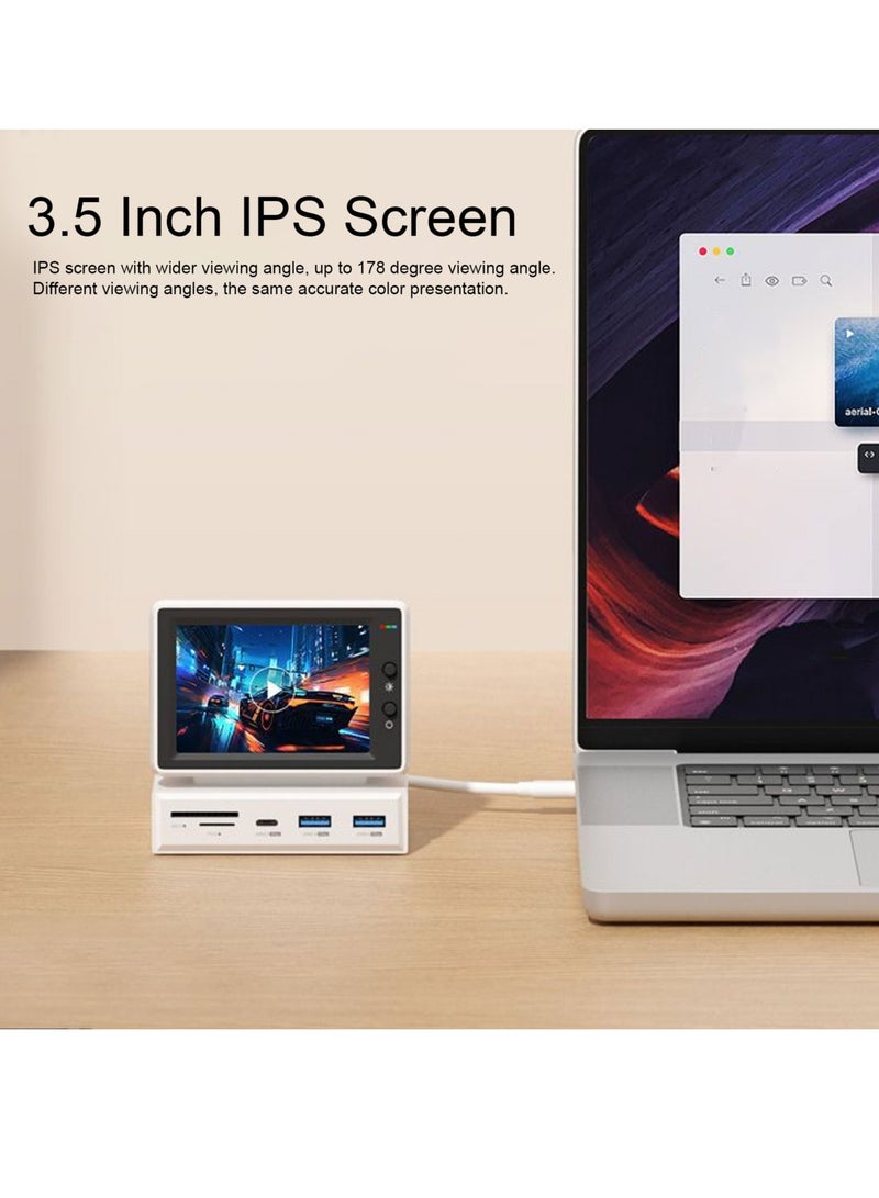 3.5 Inch IPS USB Screen with USB C Hub AIDA64 PC CPU RAM HDD Data Monitoring Electronic Album Floating Lyrics Display Sub Screen for Laptop  - Image 4