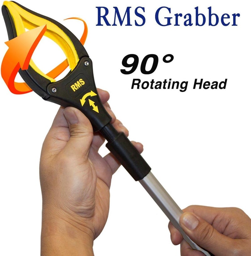 RMS 2-Pack 32 Inch Extra Long Grabber Reacher with Rotating Jaw - Mobility Aid Reaching Assist Tool (Yellow) - Image 2